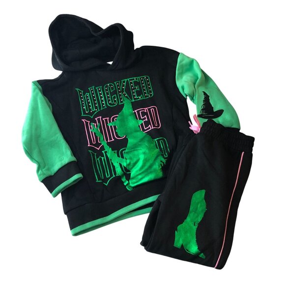 Wicked Other - Wicked Girls Sweatsuit 2 Piece Set Hoodie Jogger Pants Black Green XS